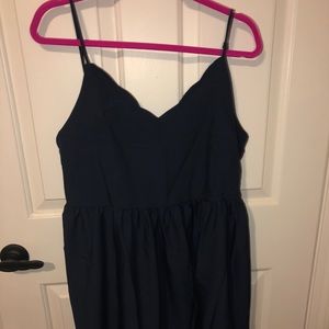 Navy scalloped spaghetti strap dress